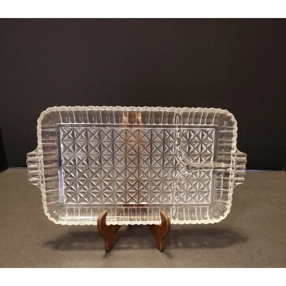 Anchor Hocking Serva Snack Divided Glass Serving Dish 3 Section Tray Appetizer